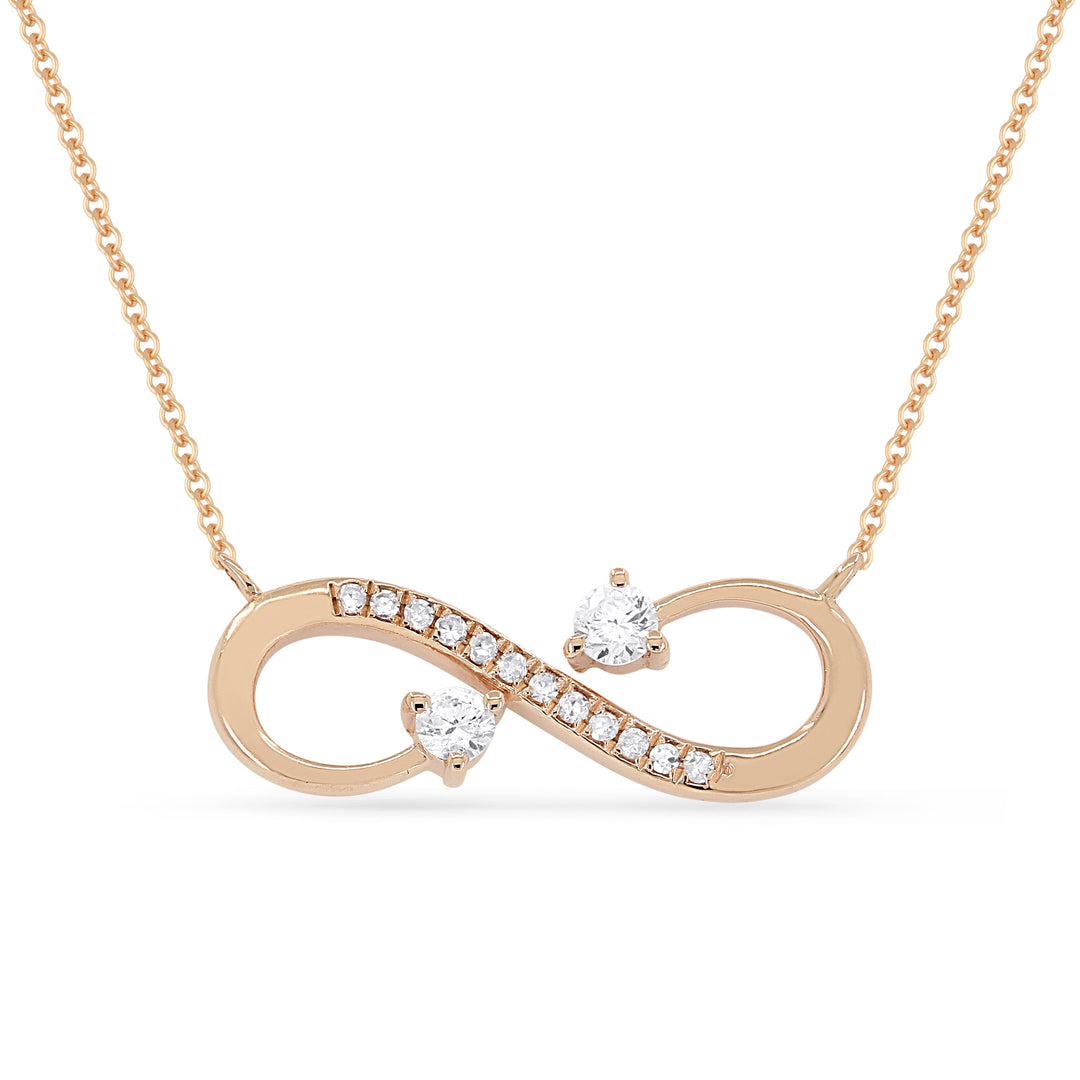 Beautiful Hand Crafted 14K Rose Gold White Diamond Milano Collection Necklace