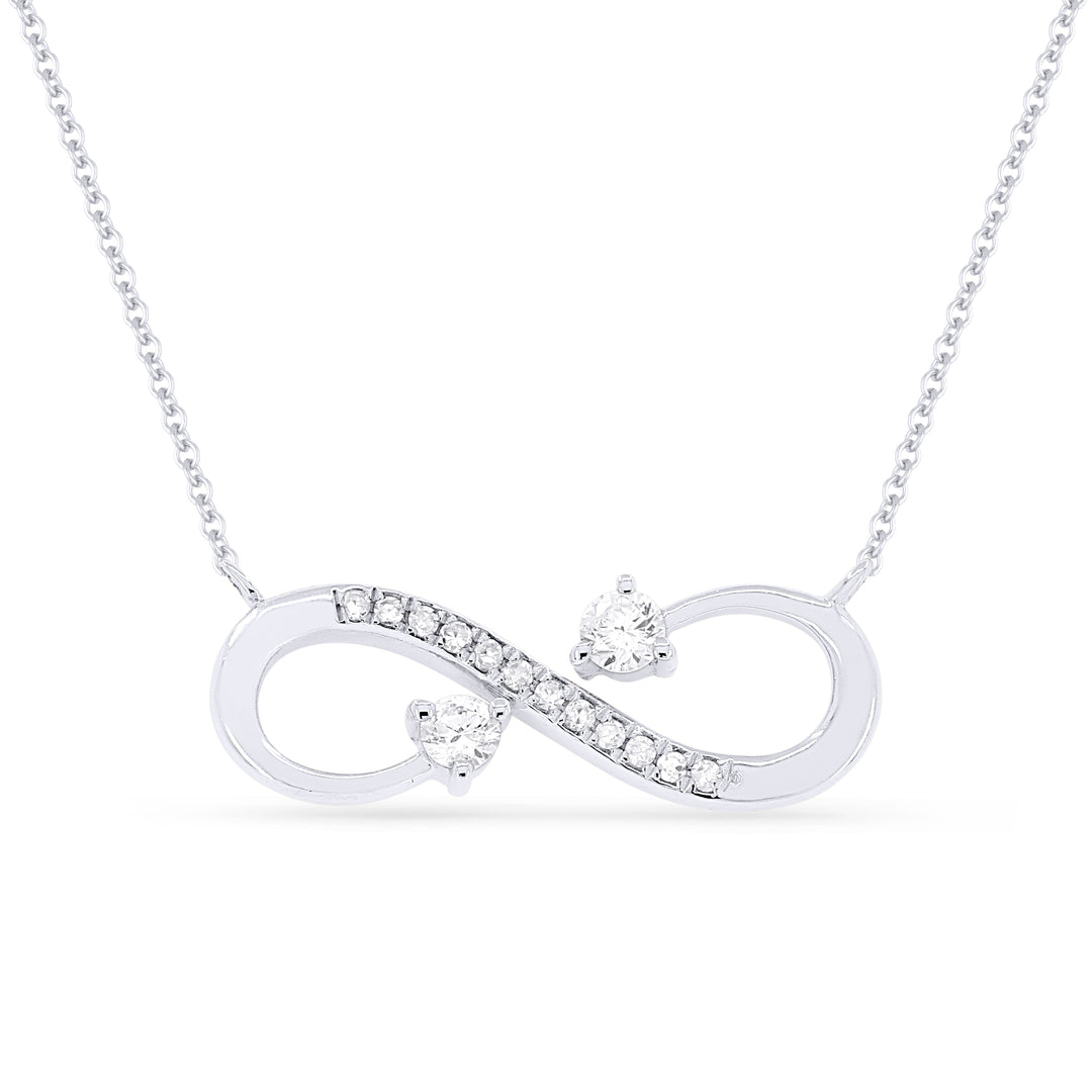 Beautiful Hand Crafted 14K White Gold White Diamond Milano Collection Necklace