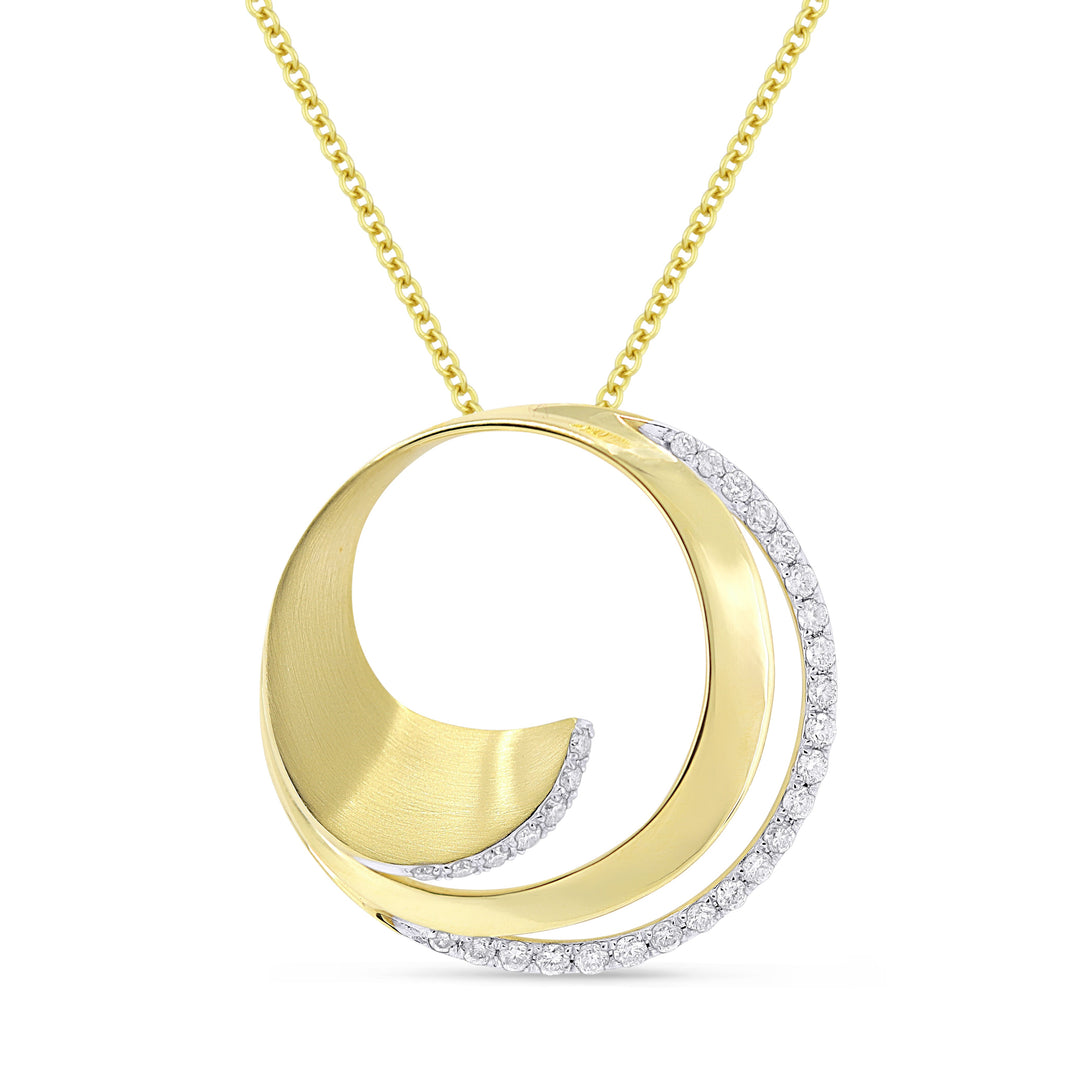 Beautiful Hand Crafted 14K Yellow Gold White Diamond Milano Collection Pendant