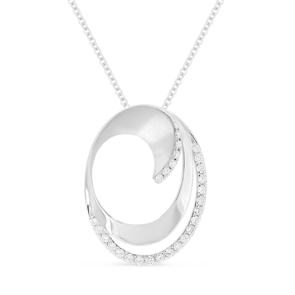 Beautiful Hand Crafted 14K White Gold White Diamond Milano Collection Pendant