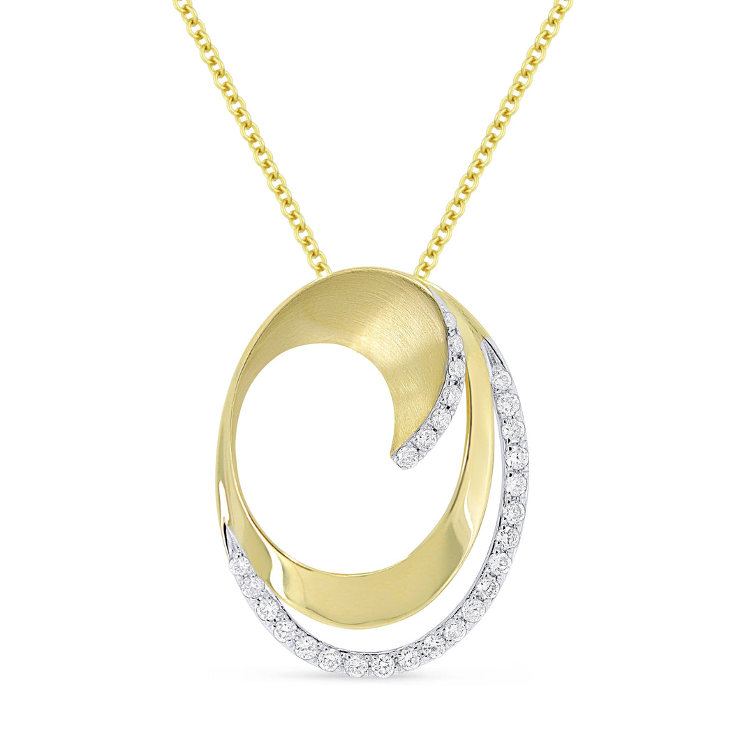 Beautiful Hand Crafted 14K Yellow Gold White Diamond Milano Collection Pendant