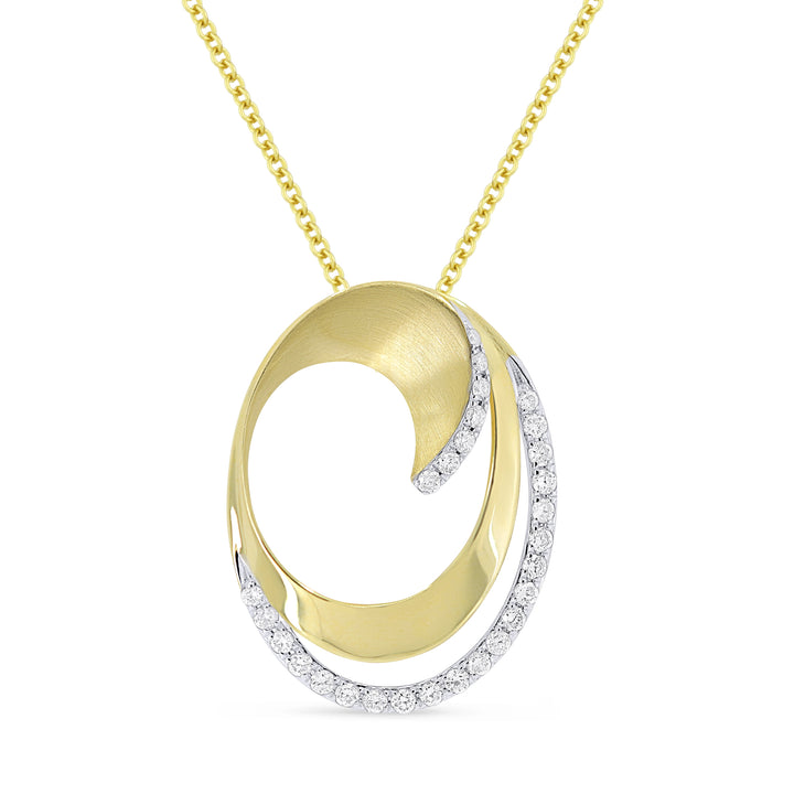 Beautiful Hand Crafted 14K Yellow Gold White Diamond Milano Collection Pendant