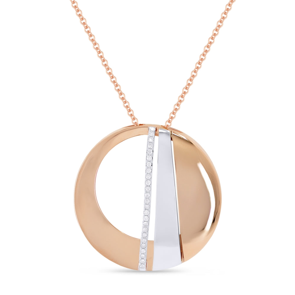 Beautiful Hand Crafted 14K Two Tone Gold White Diamond Milano Collection Pendant