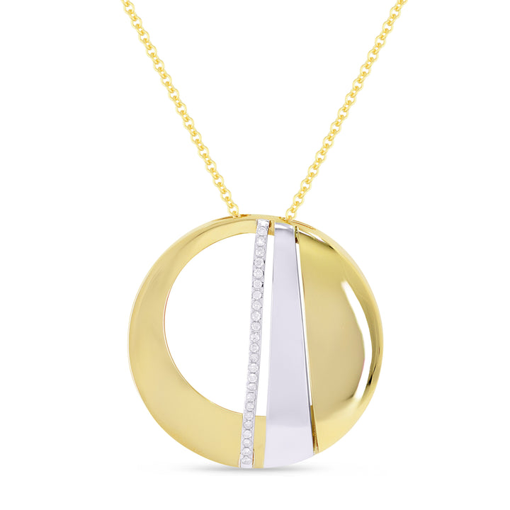 Beautiful Hand Crafted 14K Two Tone Gold White Diamond Milano Collection Pendant