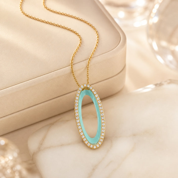 N1588 - 14K Yellow Gold Oval Necklace