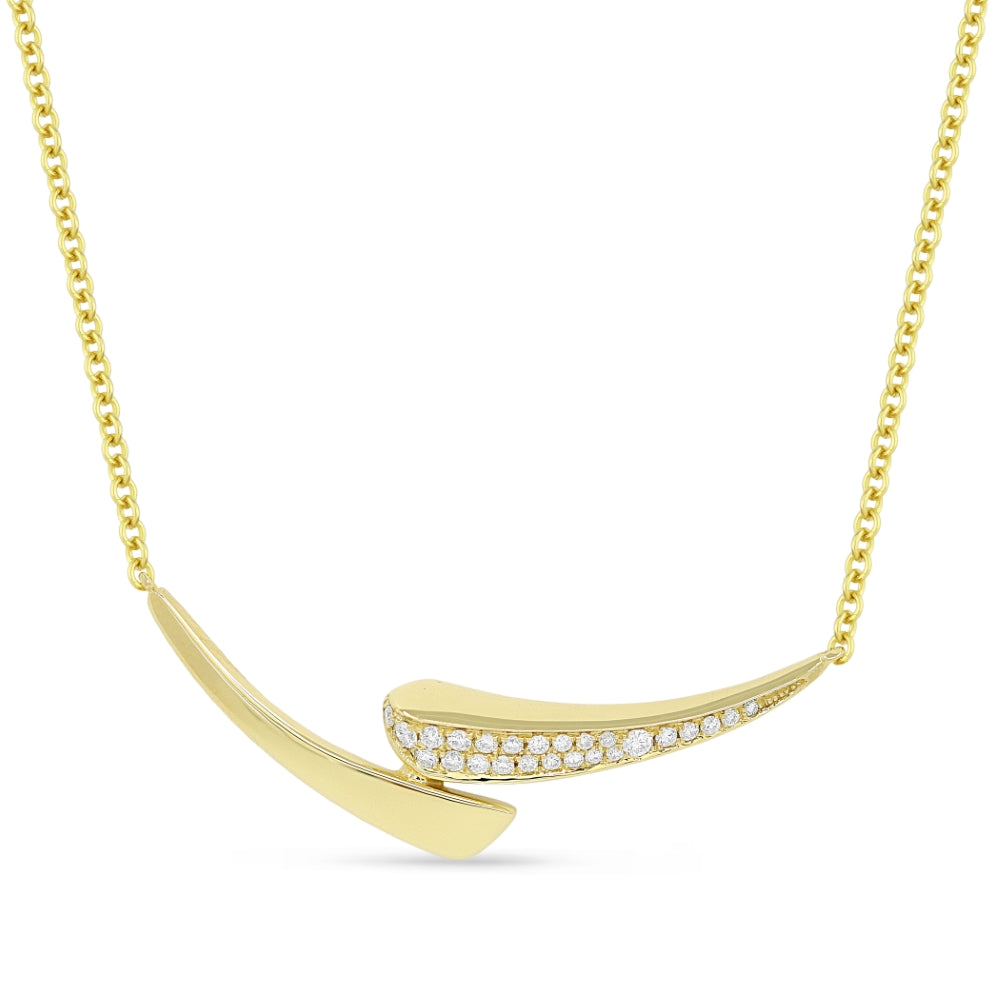Beautiful Hand Crafted 14K Yellow Gold White Diamond Milano Collection Necklace