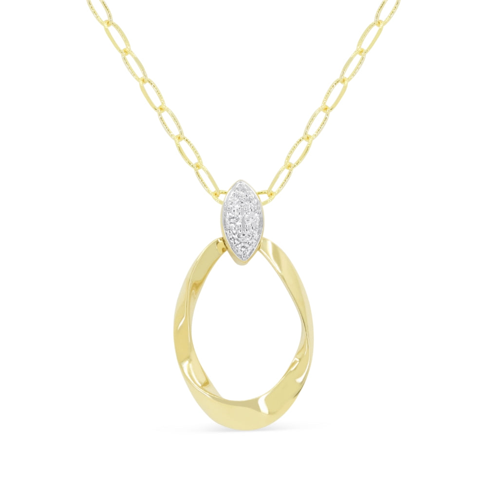 Beautiful Hand Crafted 14K Yellow Gold White Diamond Milano Collection Pendant