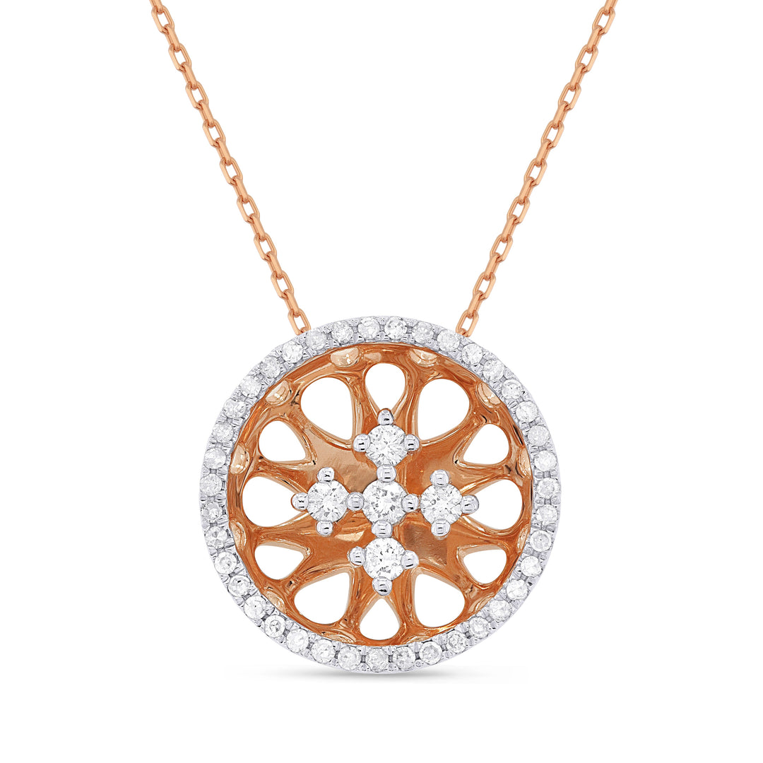 Beautiful Hand Crafted 14K Rose Gold White Diamond Milano Collection Necklace