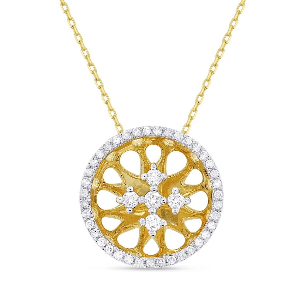 Beautiful Hand Crafted 14K Yellow Gold White Diamond Milano Collection Necklace