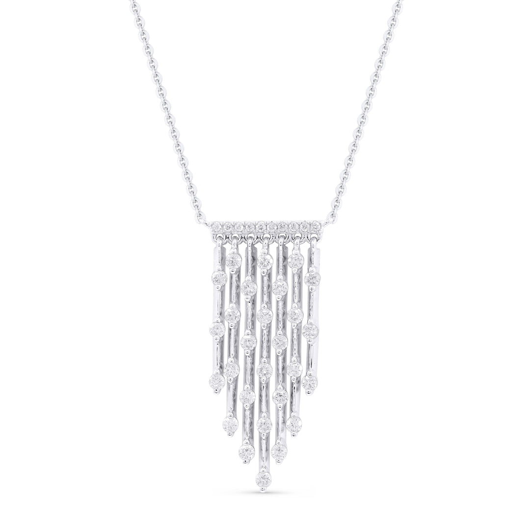 Beautiful Hand Crafted 14K White Gold White Diamond Milano Collection Necklace