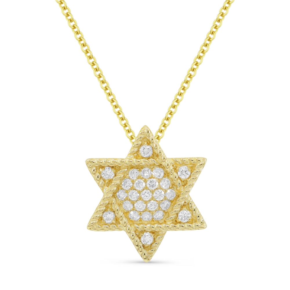 Beautiful Hand Crafted 14K Yellow Gold White Diamond Religious Collection Pendant