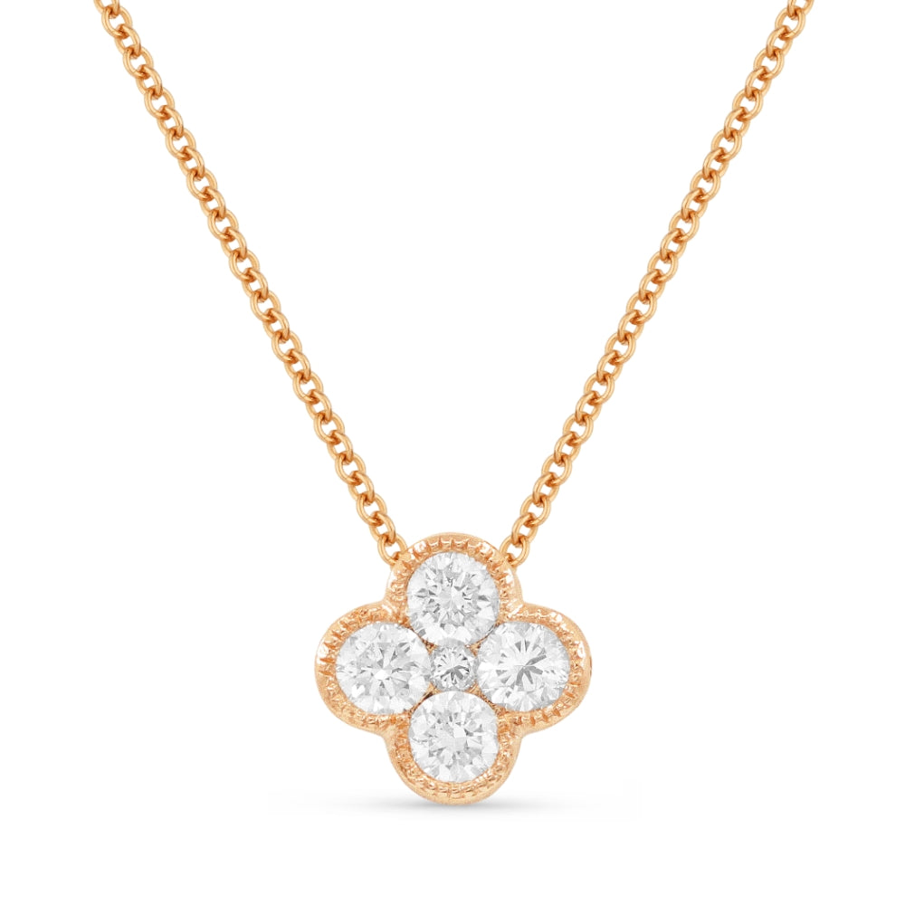 Beautiful Hand Crafted 14K Rose Gold White Diamond Milano Collection Pendant