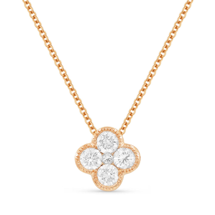 Beautiful Hand Crafted 14K Rose Gold White Diamond Milano Collection Pendant