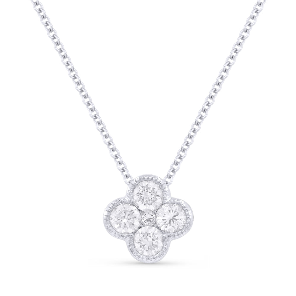 Beautiful Hand Crafted 14K White Gold White Diamond Milano Collection Pendant