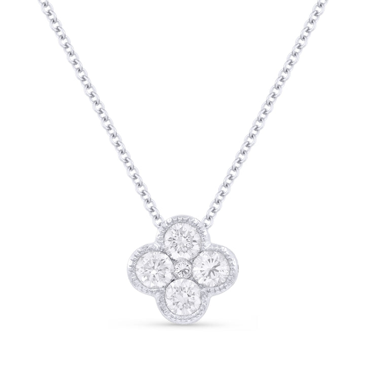 Beautiful Hand Crafted 14K White Gold White Diamond Milano Collection Pendant