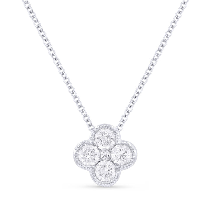 Beautiful Hand Crafted 14K White Gold White Diamond Milano Collection Pendant