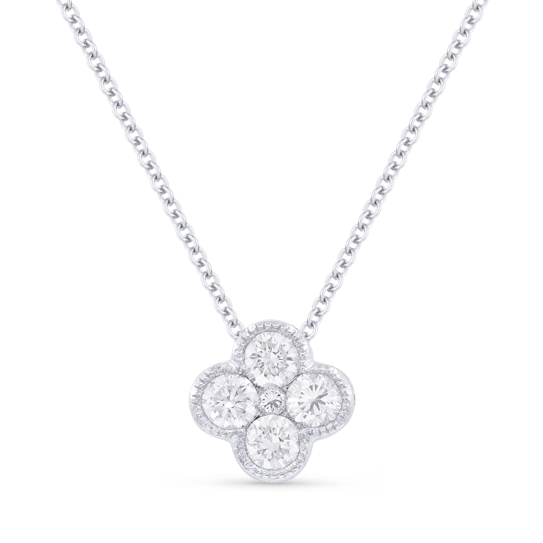 Beautiful Hand Crafted 14K White Gold White Diamond Milano Collection Pendant