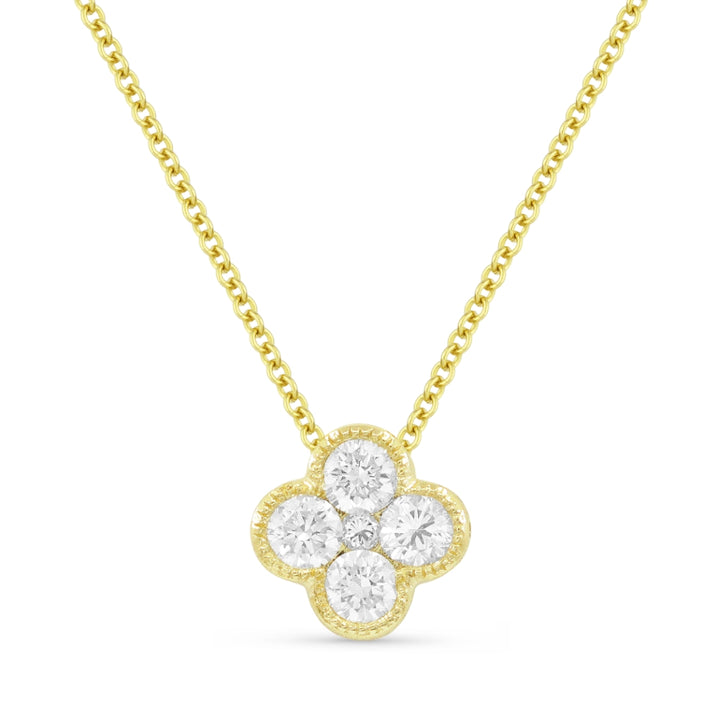 Beautiful Hand Crafted 14K Yellow Gold White Diamond Milano Collection Pendant