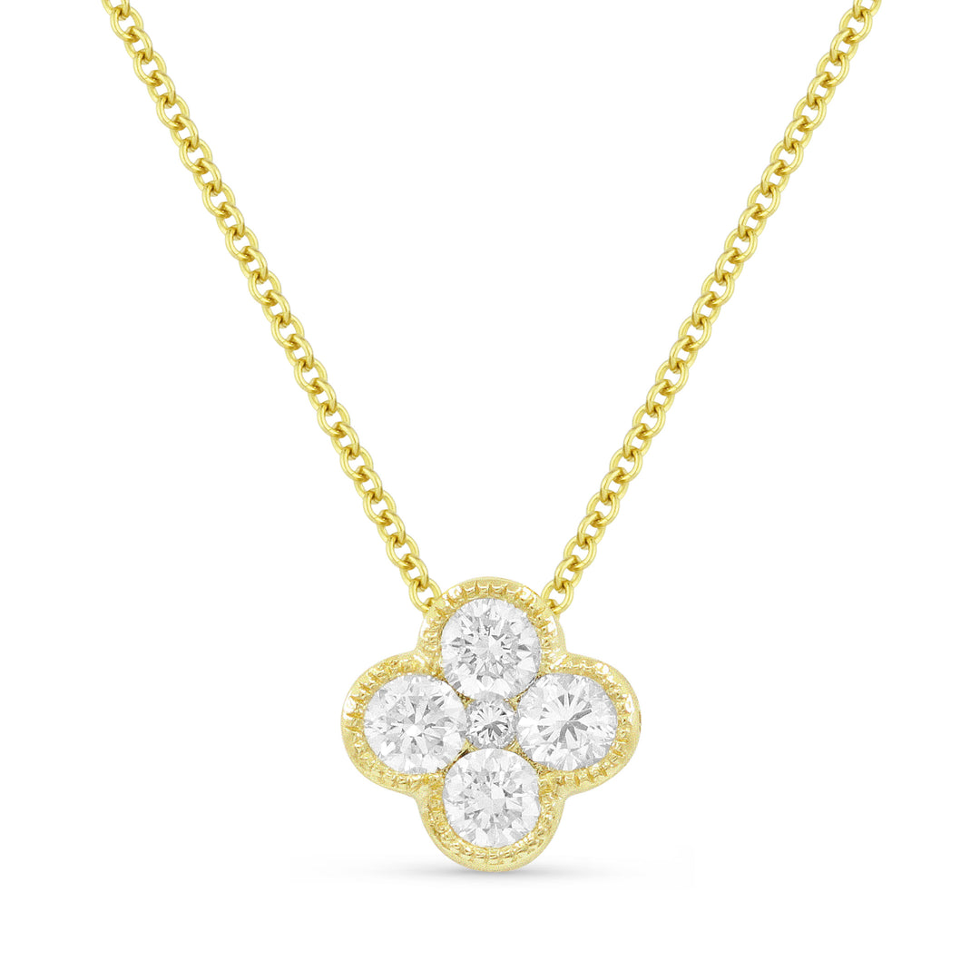 Beautiful Hand Crafted 14K Yellow Gold White Diamond Milano Collection Pendant