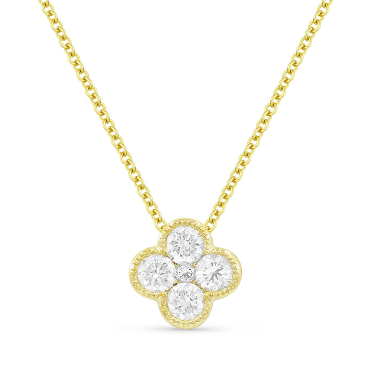 Beautiful Hand Crafted 14K Yellow Gold White Diamond Milano Collection Pendant