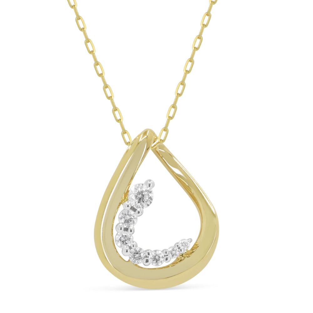 Beautiful Hand Crafted 14K Yellow Gold White Diamond Milano Collection Pendant
