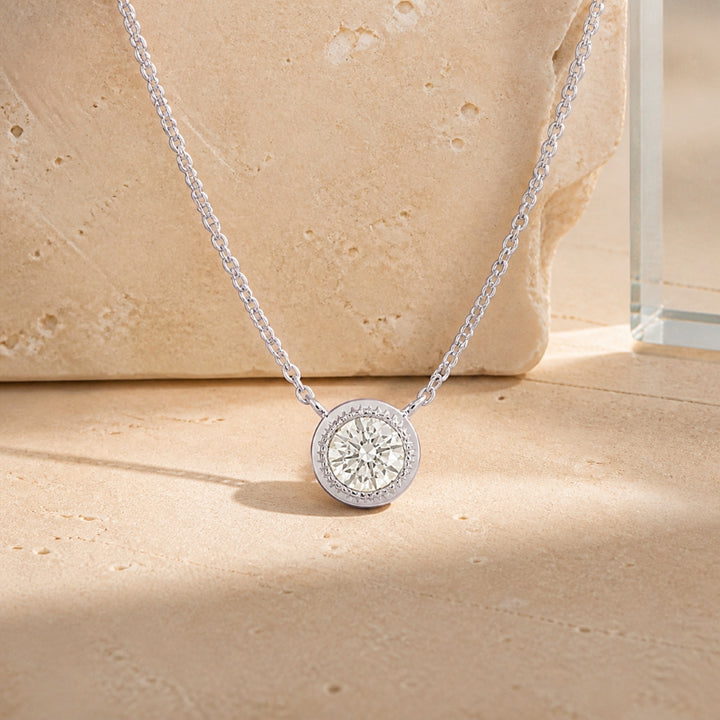N1627 - 14K Gold Diamond Round Necklace