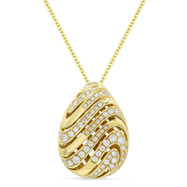 Madison L 14K Yellow Gold Diamond Pear Pendant - style N1633Y