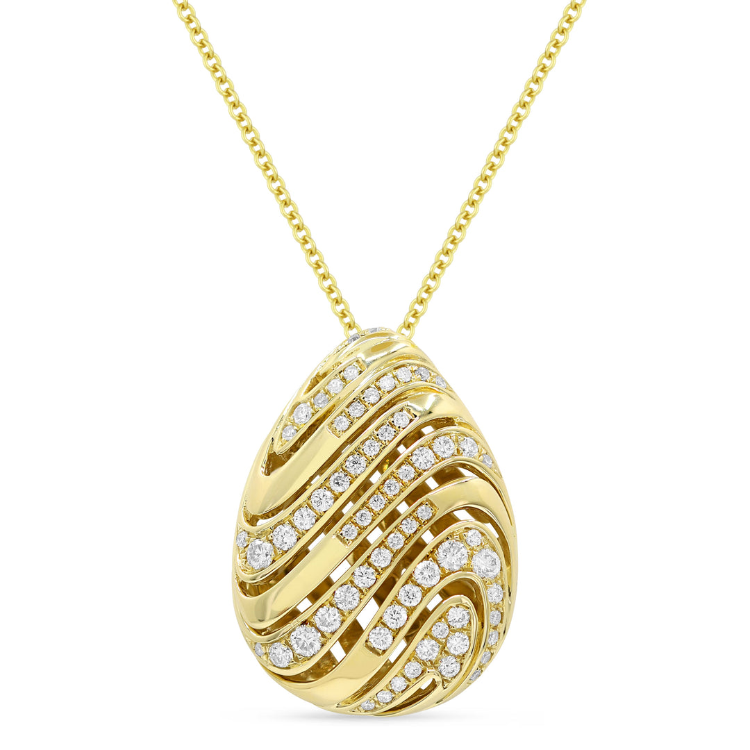 Beautiful Hand Crafted 14K Yellow Gold White Diamond Milano Collection Pendant