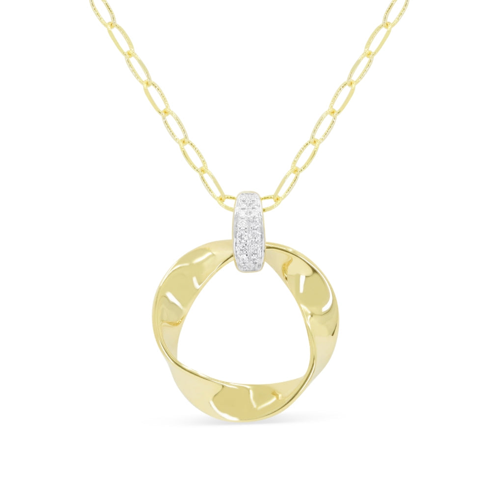 Beautiful Hand Crafted 14K Yellow Gold White Diamond Milano Collection Pendant