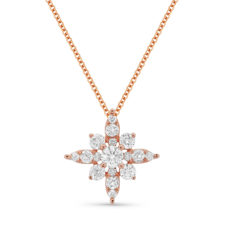 Beautiful Hand Crafted 14K Rose Gold White Diamond Milano Collection Pendant