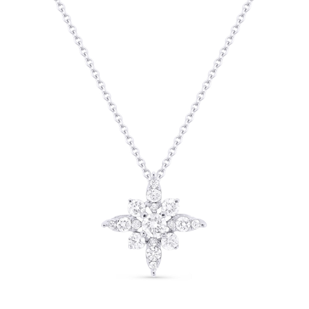 Beautiful Hand Crafted 14K White Gold White Diamond Milano Collection Pendant
