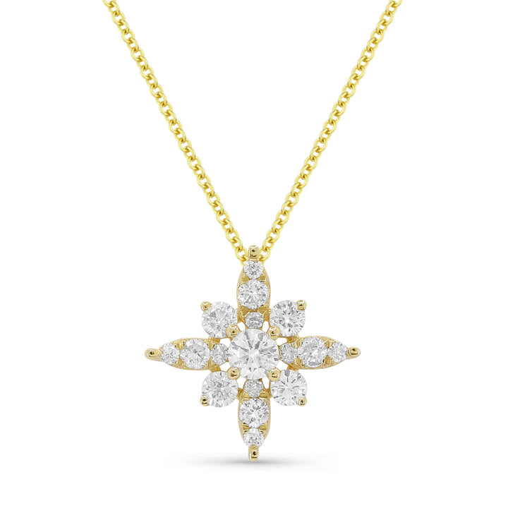 Beautiful Hand Crafted 14K Yellow Gold White Diamond Milano Collection Pendant