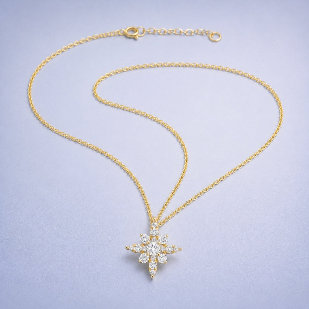 N1646 - 14K Gold Diamond Star Pendant