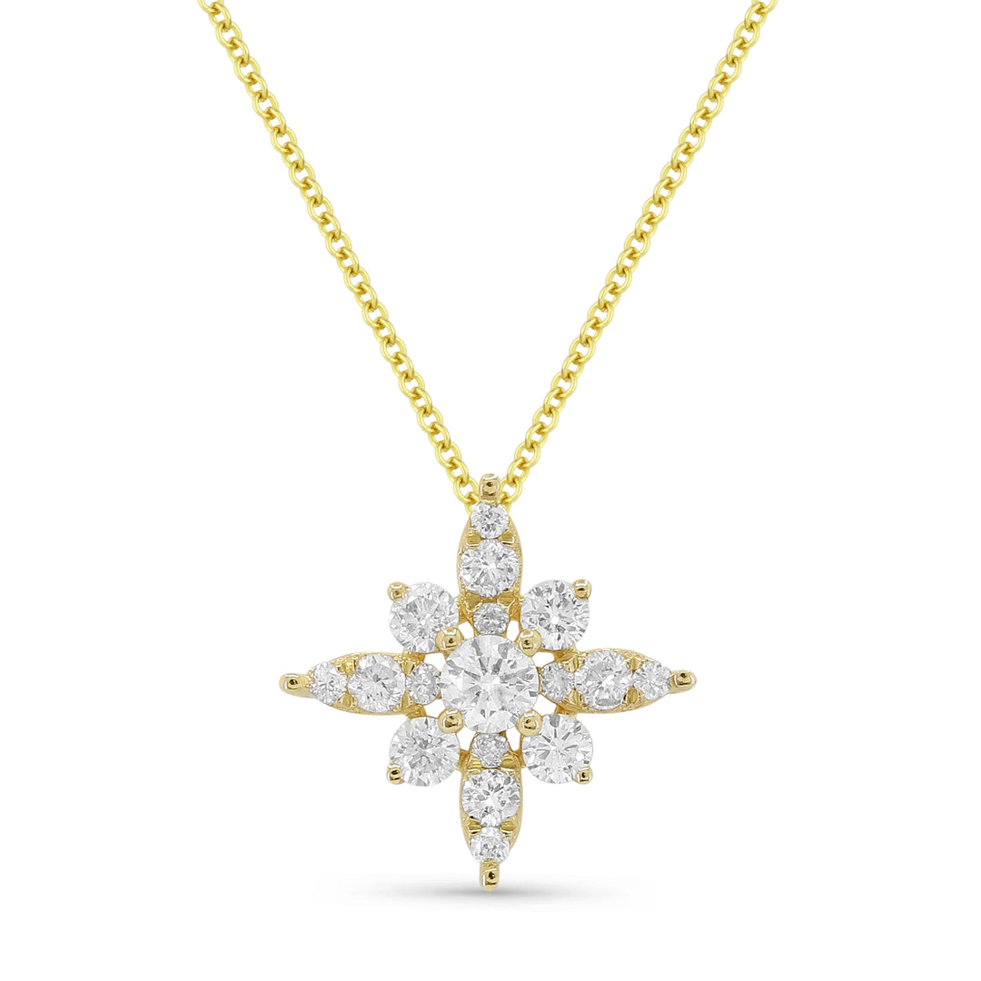 Beautiful Hand Crafted 14K Yellow Gold White Diamond Milano Collection Pendant