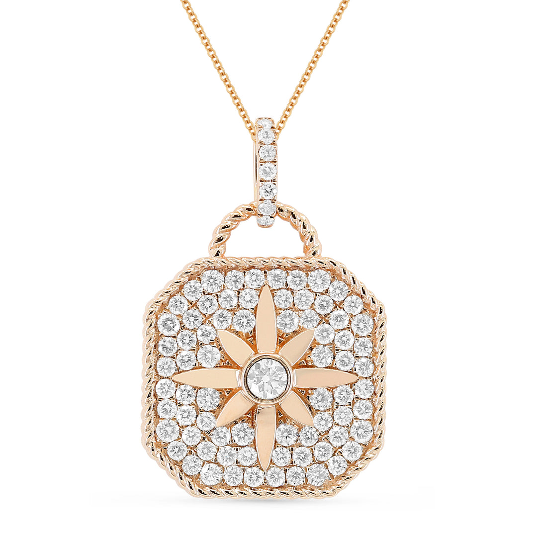 Beautiful Hand Crafted 14K Rose Gold White Diamond Milano Collection Pendant