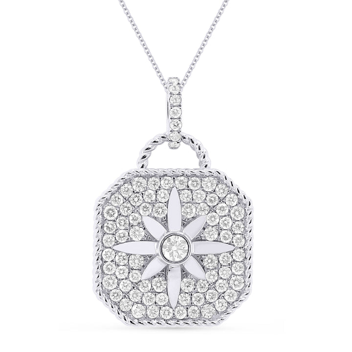 Beautiful Hand Crafted 14K White Gold White Diamond Milano Collection Pendant