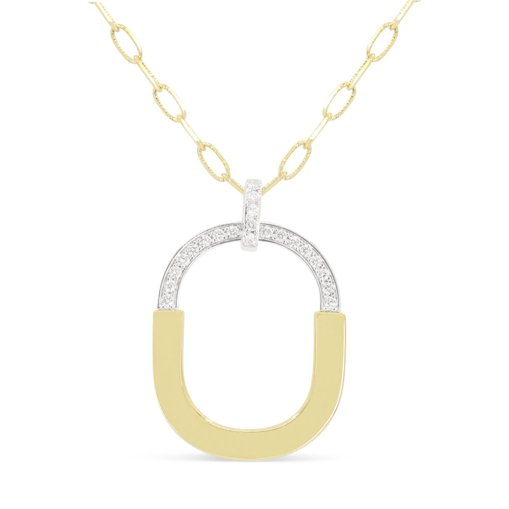 Beautiful Hand Crafted 14K Two Tone Gold White Diamond Milano Collection Pendant