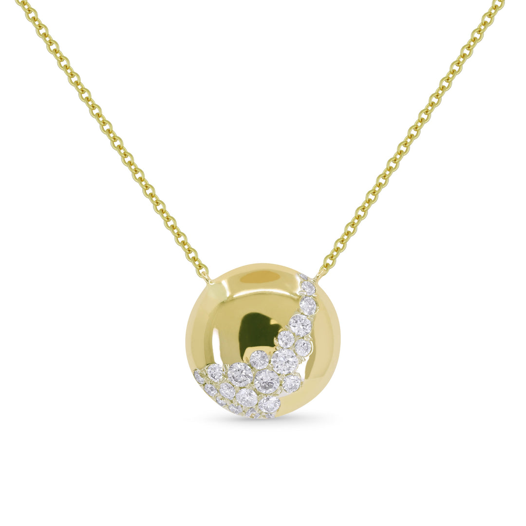 Beautiful Hand Crafted 14K Yellow Gold White Diamond Milano Collection Necklace