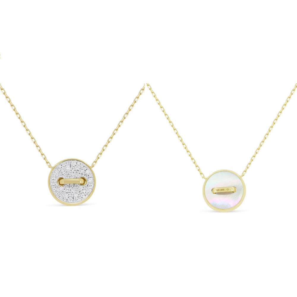 Beautiful Hand Crafted 14K Yellow Gold White Diamond Milano Collection Necklace