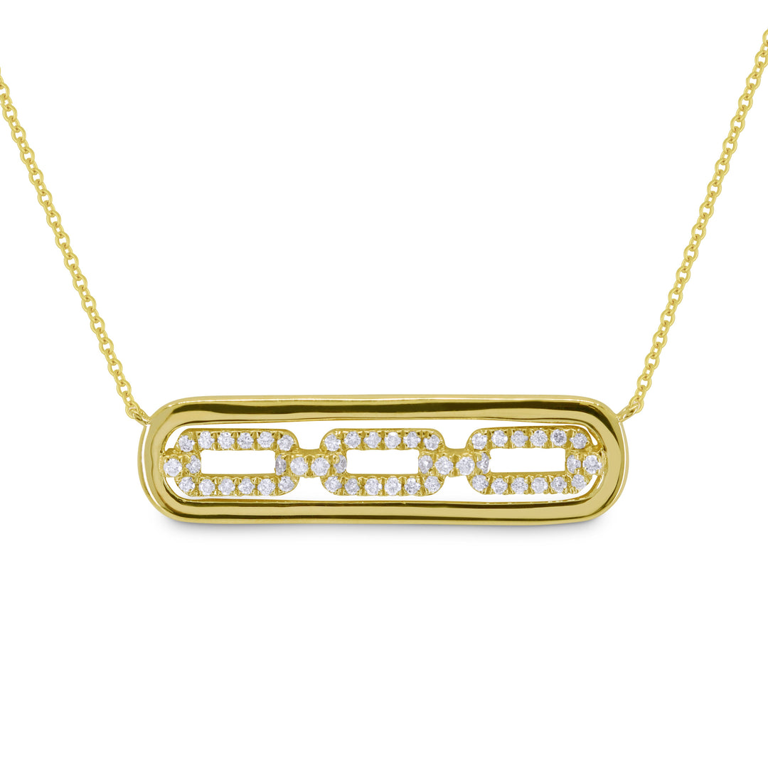 Beautiful Hand Crafted 14K Yellow Gold White Diamond Milano Collection Necklace