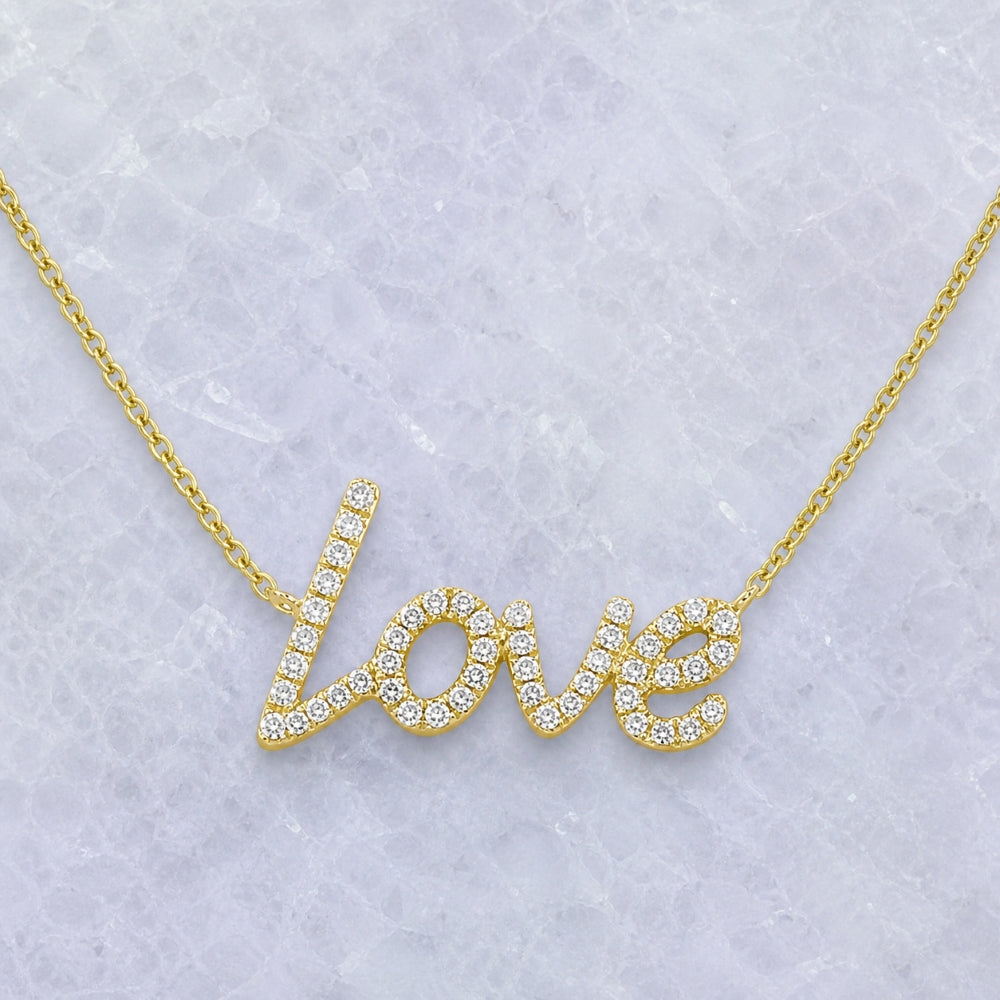 N1666 - 14K Gold Diamond Love Necklace