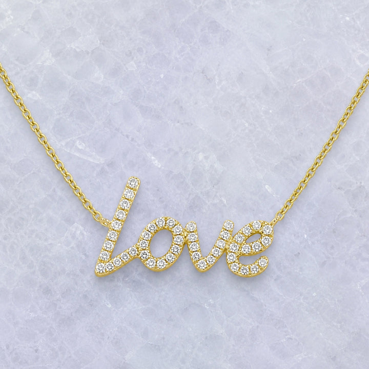 N1666 - 14K Gold Diamond Love Necklace