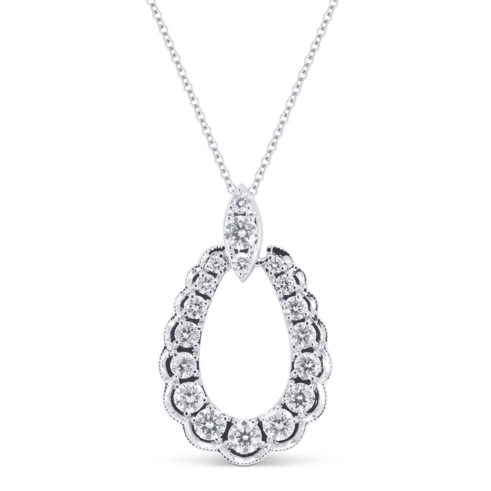 Beautiful Hand Crafted 14K White Gold White Diamond Milano Collection Pendant