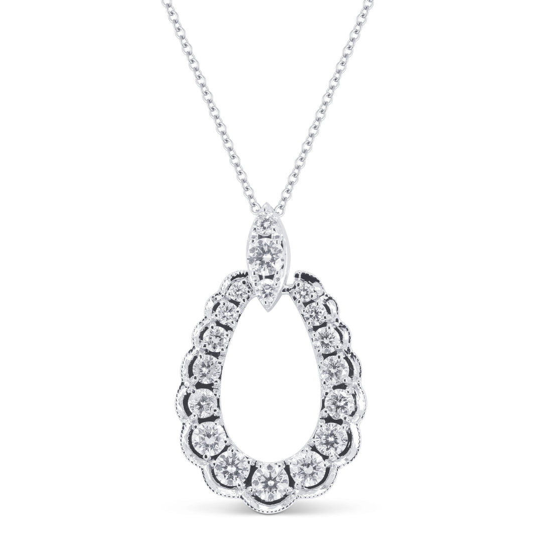 Beautiful Hand Crafted 14K White Gold White Diamond Milano Collection Pendant