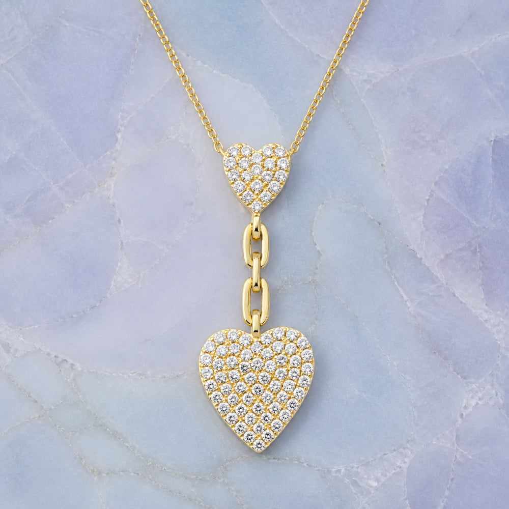N1669 - 14K Yellow Gold Diamond Heart Necklace