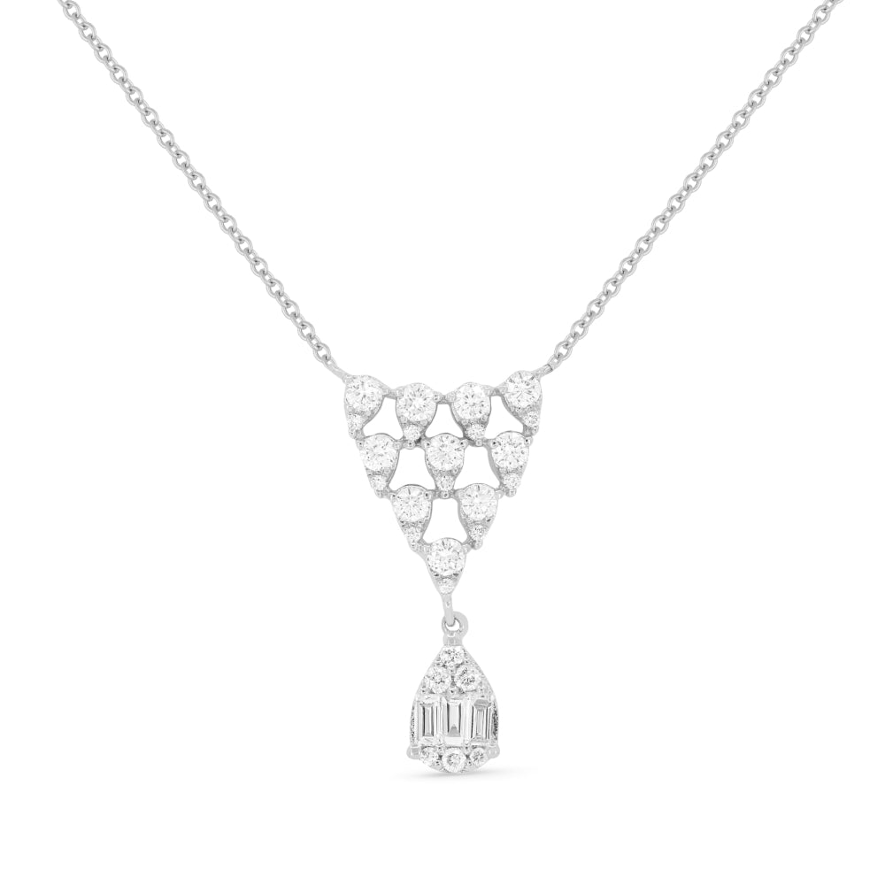 Beautiful Hand Crafted 14K White Gold White Diamond Lumina Collection Necklace