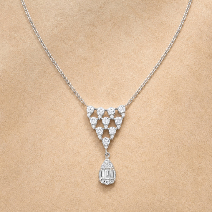 N1670 - 14K White Gold Diamond Chevron Necklace