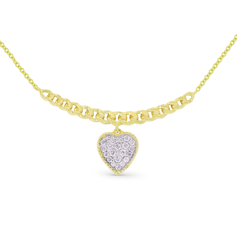 Beautiful Hand Crafted 14K Yellow Gold White Diamond Milano Collection Necklace