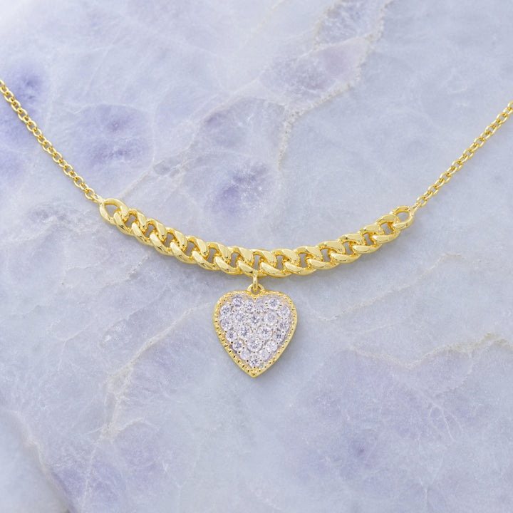 N1671 - 14K Yellow Gold Diamond Heart Necklace