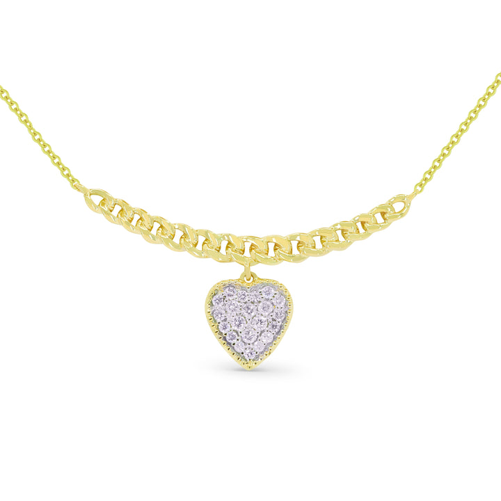 Beautiful Hand Crafted 14K Yellow Gold White Diamond Milano Collection Necklace